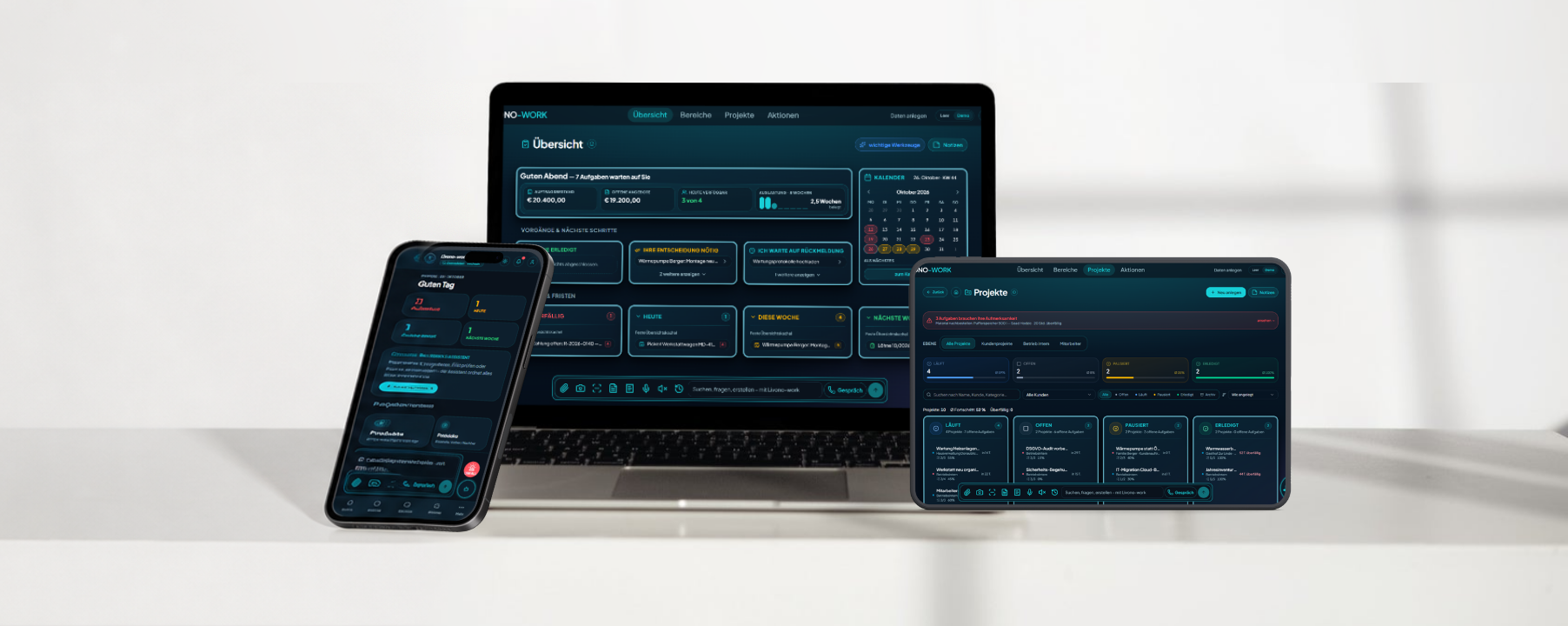 Livono-work auf Laptop, Smartphone und Tablet